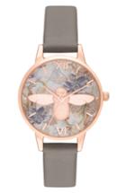 Women's Olivia Burton Marble Floral Faux Leather Strap Watch, 30mm