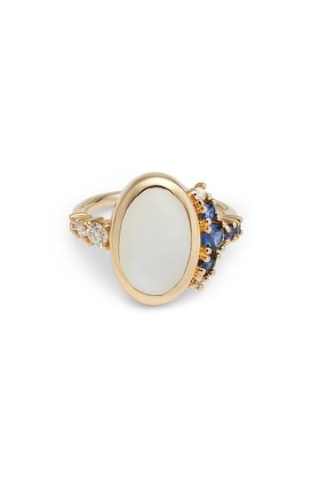 Women's Mociun Moonstone, Diamond & Sapphire Cabochon Ring