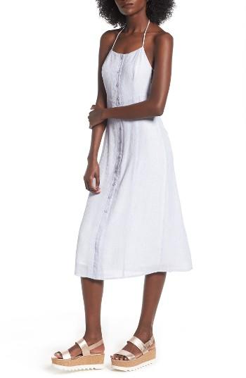Women's Lush Button Front Apron Dress - Blue