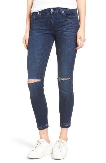 Women's 7 For All Mankind Ripped Ankle Skinny Jeans - Blue