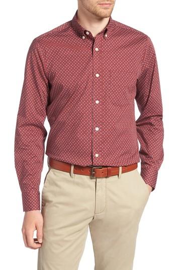 Men's 1901 Trim Fit Box Print Sport Shirt - Burgundy