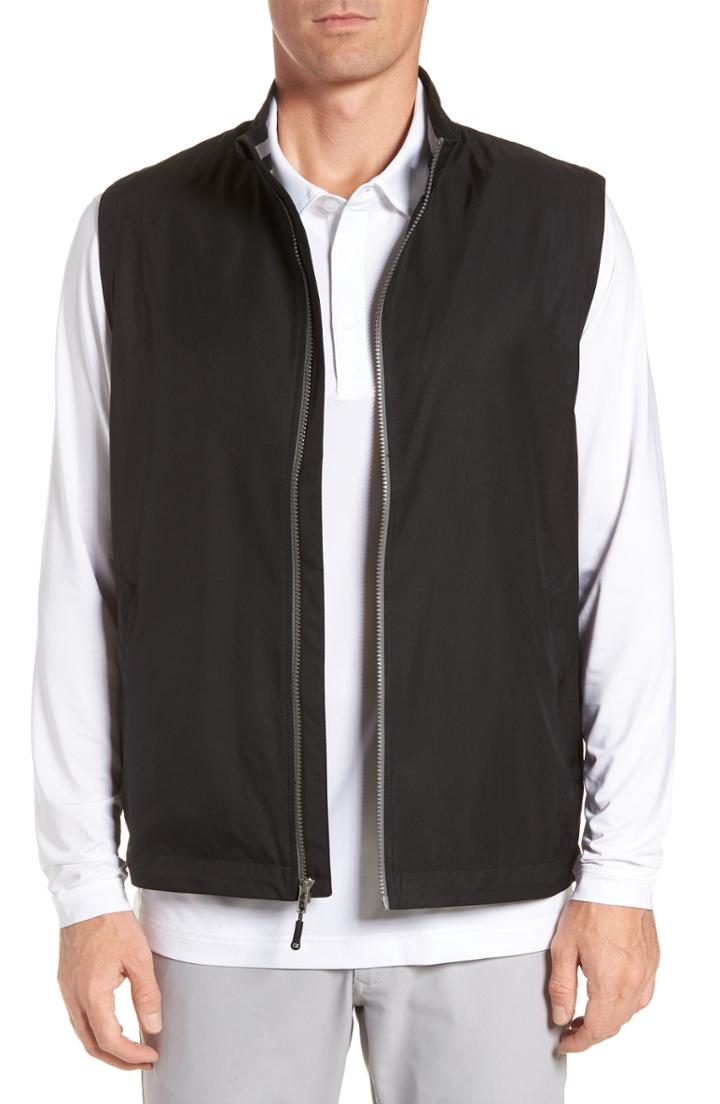 Men's Cutter & Buck Nine Iron Drytec Zip Vest, Size - Black