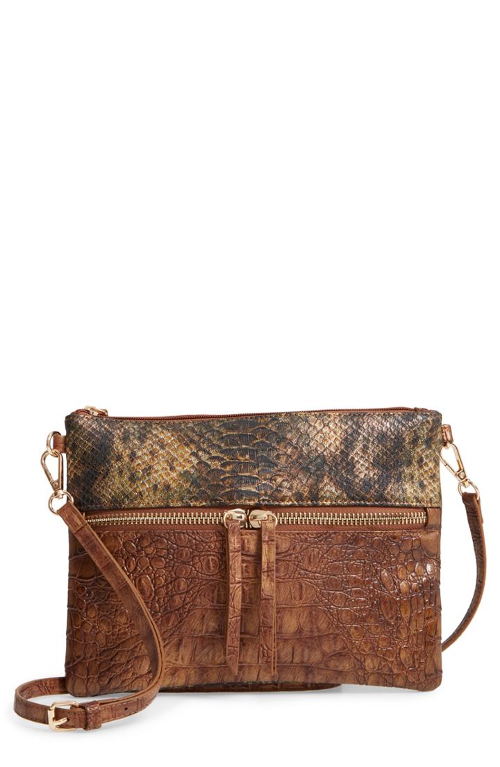 Sondra Roberts Embossed Faux Leather Crossbody Bag -