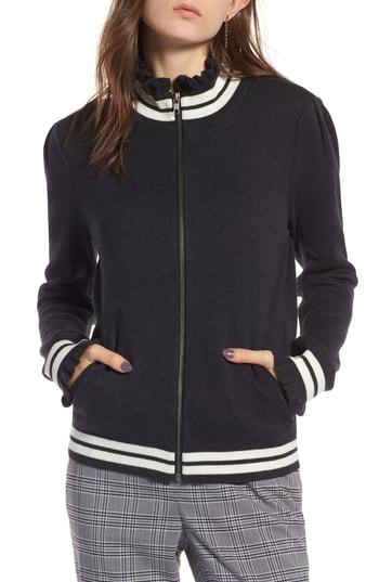 Women's Treasure & Bond Ruffle Trim Track Jacket - Grey