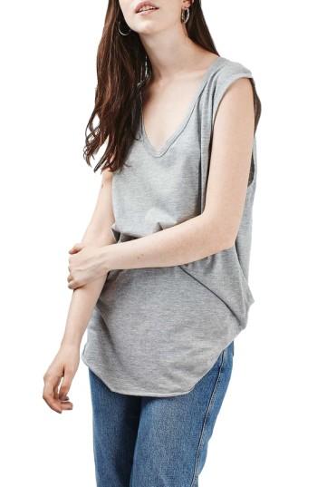 Women's Topshop Slouchy U-neck Tank Us (fits Like 2-4) - Grey