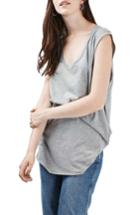 Women's Topshop Slouchy U-neck Tank Us (fits Like 2-4) - Grey