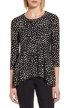 Women's Anne Klein New York Printed Sharkbite Hem Top, Size - Black