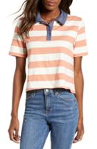 Women's Bp. Chambray Collar Polo, Size - Coral