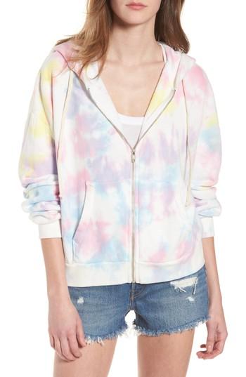Women's Wildfox Aura Tie Dye Marquis Zip Hoodie, Size - Pink