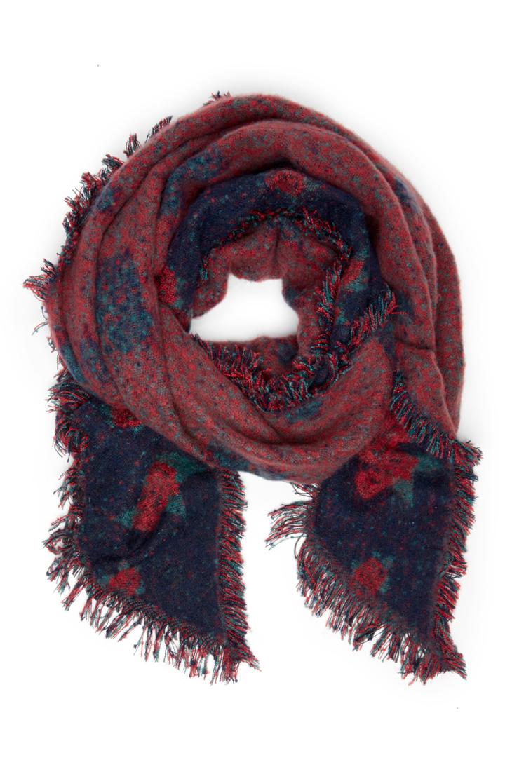 Women's Sole Society Rose Embroidered Scarf, Size - Blue