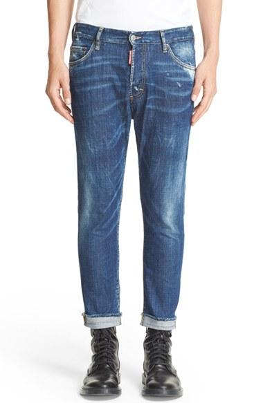 Men's Dsquared2 Military Glam Frayed Hem Jeans