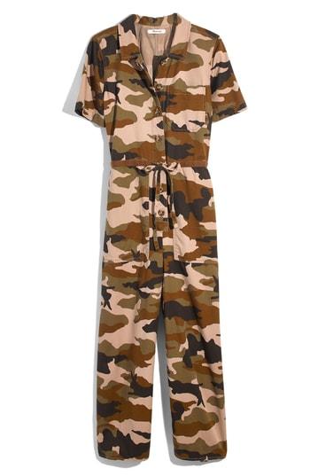 Women's Madewell Camo Wide Leg Utility Jumpsuit (similar To 18w-20w) - Green