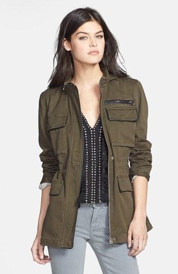 Sanctuary 'new Civilian' Faux Leather Trim Military Jacket