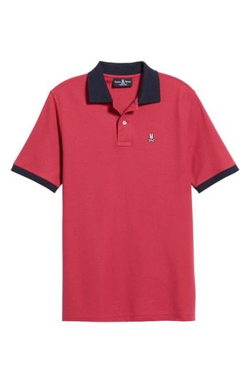 Men's Psycho Bunny Checkered Collar Pique Polo (xs) - Pink