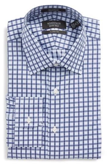 Men's Nordstrom Men's Shop Traditional Fit Check Dress Shirt 32/33 - Blue