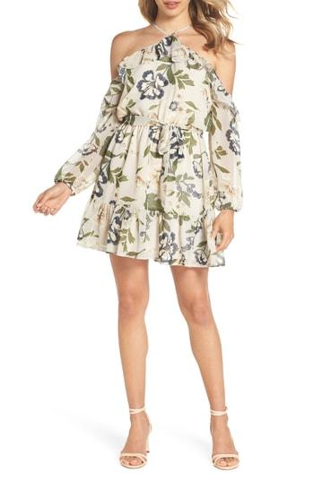 Women's Bb Dakota Call Me Maybe Floral Cold Shoulder Dress - Grey