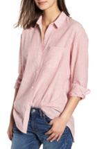Women's Madewell Stripe Oversize Ex-boyfriend Shirt, Size - Red
