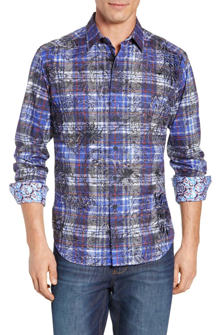 Men's Robert Graham Akada Classic Fit Sport Shirt - Blue