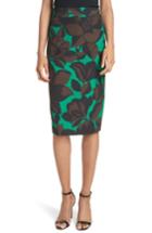 Women's Milly Classic Floral Print Midi Skirt - Green
