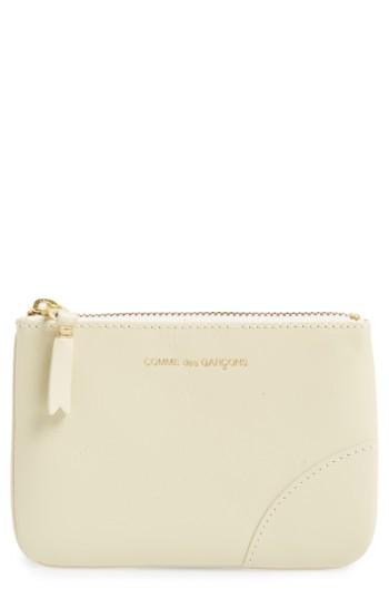 Women's Comme Des Garcons Small Classic Leather Zip-up Pouch - White