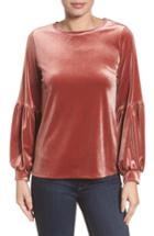 Women's Halogen Blouson Sleeve Stretch Velvet Top, Size - Burgundy
