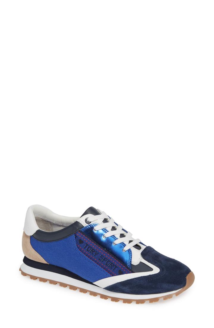Women's Tory Sport Banner Trainer Sneaker .5 M - Blue