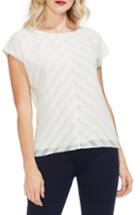Women's Vince Camuto Fringe Trim Chevron Stripe Blouse - Ivory