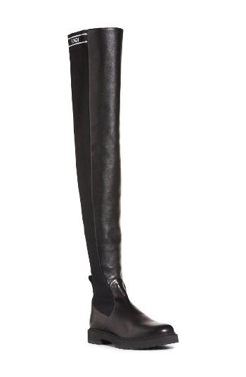 Women's Fendi Logo Over The Knee Boot .5us / 35eu - Black