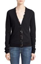 Women's Burberry Check Trim Wool Cardigan - Black