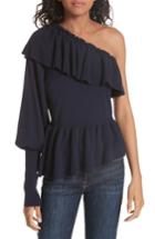 Women's Ulla Johnson Eden Cotton & Cashmere One Shoulder Sweater - Blue