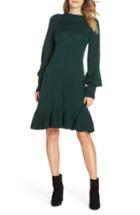 Women's Eliza J Balloon Sleeve Sweater Dress, Size - Green