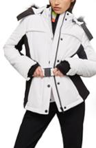 Women's Topshop Sno Falcon Faux Fur Hood Colorblock Jacket Us (fits Like 0) - White