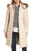 Women's Kate Spade New York Down Puffer Coat With Faux Fur Trim - Beige