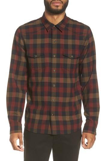 Men's Vince Regular Fit Buffalo Check Sport Shirt, Size - Red