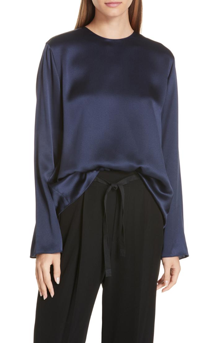 Women's Vince Tie Back Silk Blouse - Blue