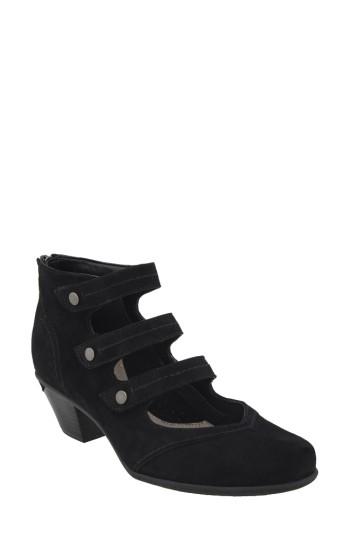 Women's Earth 'serano' Triple Mary Jane Strap Bootie .5 M - Black