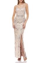 Women's Js Collections Leaf Embroidered Gown - Beige