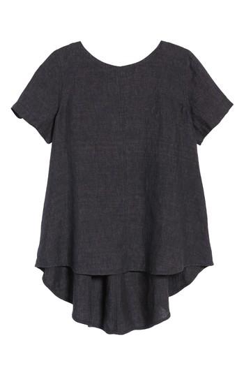 Women's Eileen Fisher Short Sleeve Organic Linen Flutter Top, Size - Grey