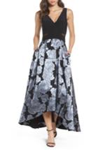 Women's Xscape Jersey & Brocade High/low Gown - Black