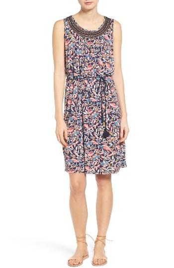 Women's Lucky Brand Belted Lace Inset Dress