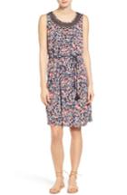 Women's Lucky Brand Belted Lace Inset Dress