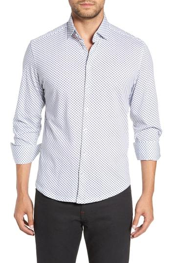 Men's Stone Rose Regular Fit Print Sport Shirt - White