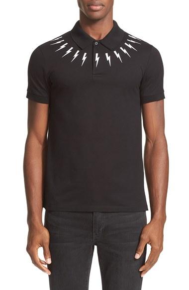 Men's Neil Barrett Thunderbolt Pique Polo