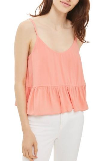 Petite Women's Topshop Peplum Camisole P Us (fits Like 0-2p) - Coral