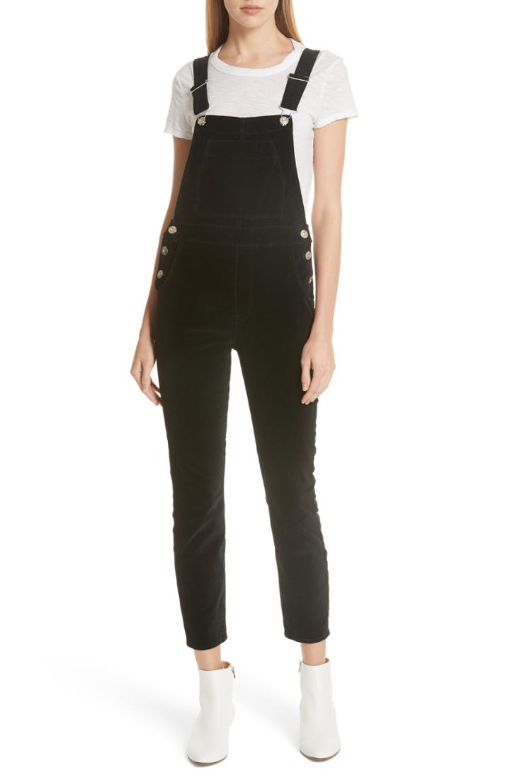 Women's 3x1 Nyc Ruby Velvet Skinny Overalls - Black