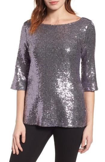 Women's Halogen Tie Back Sequin Top - Purple