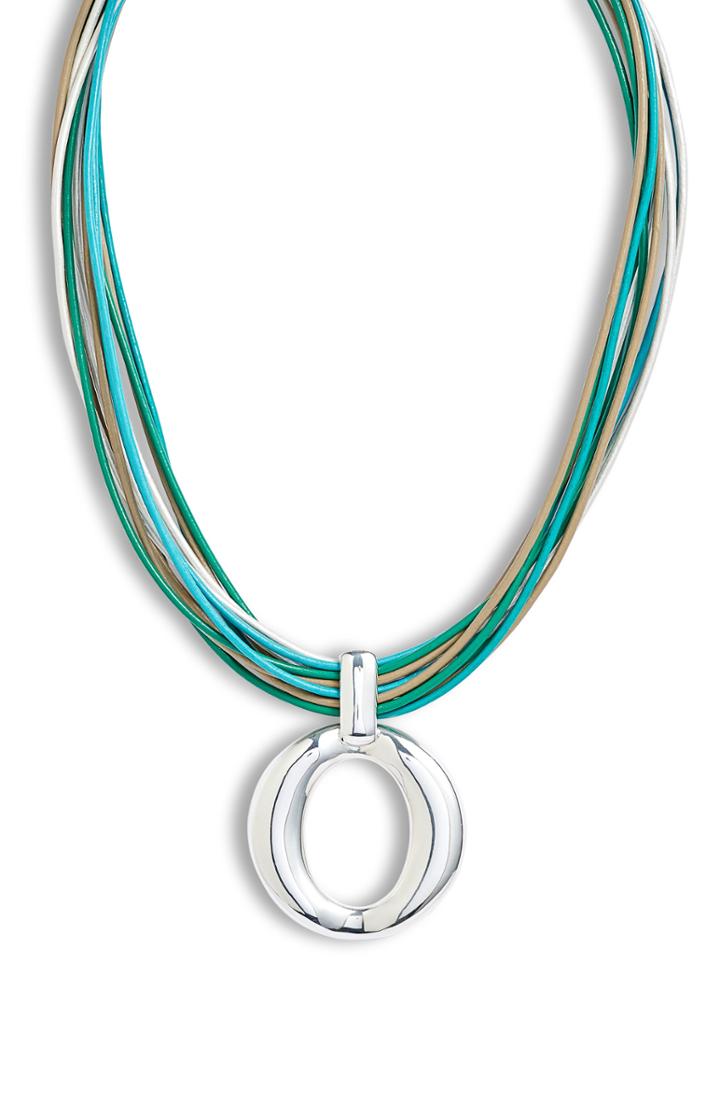 Women's Simon Sebbag Multistrand Leather Cord Pendant Necklace
