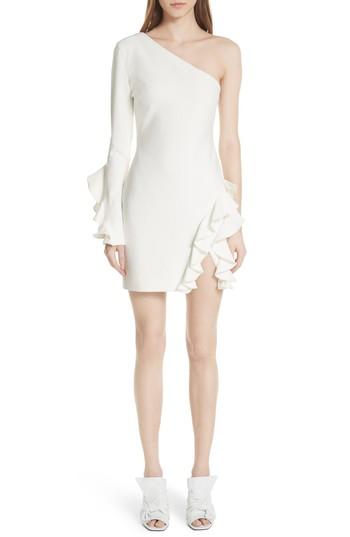 Women's Cinq A Sept Pia Ruffle Trim One-shoulder Dress - Ivory