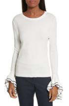 Women's Milly Tiered Ruffle Sleeve Sweater, Size - White