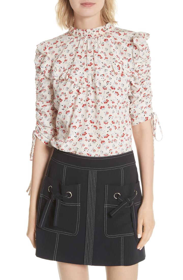 Women's Veronica Beard Howell Silk Blouse - White